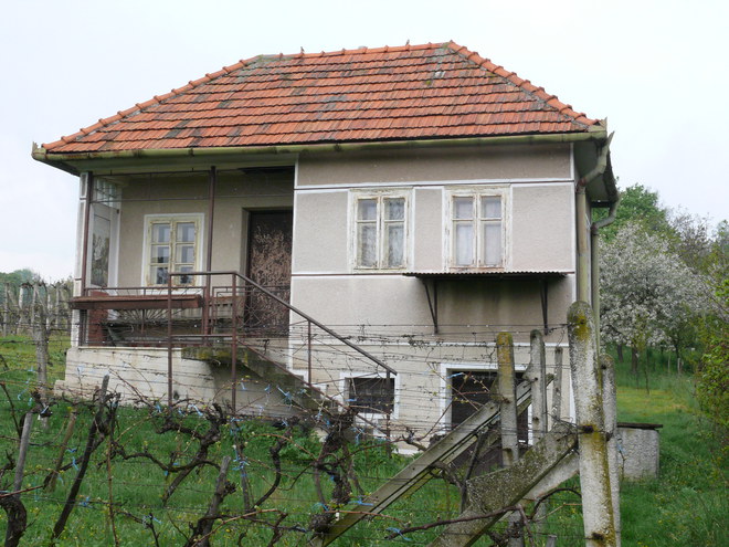 Murovaný vinohradnícky dom v nitrianskej časti vinohradov s obývateľnou nadzemnou časťou a sgrafitovou výzdobou fasády z roku 1970