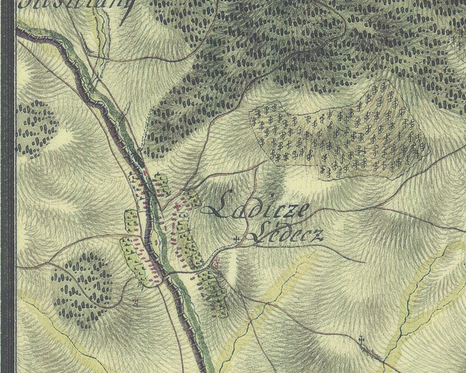 Vineyards in the Tekov part of Ladice at the end of the 18th century according to the First Military Mapping (1782–1784