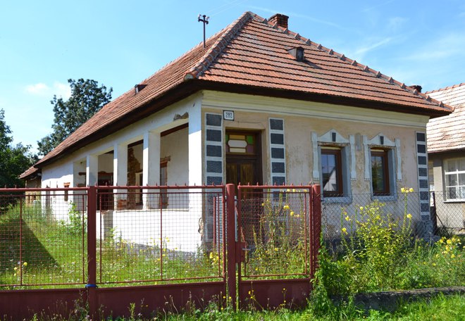 House of the hallway type with decorated street façade and preserved outbuilding in Čaládka No. 282