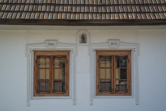 Detail of the street façade of the Tribeč Museum of Minerals