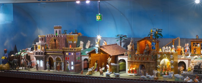 Mobile nativity scene with 200 figures in the St. Nicholas Church made in 2002 by local native Ladislav Rácz on the request of the priest Msgr. Anton Martinik