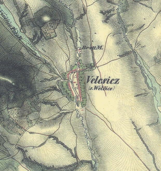 Velčice according to the second military mapping in 1843 