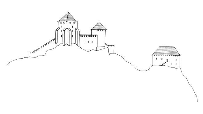 Reconstruction of the Gýmeš double castle about 1300 